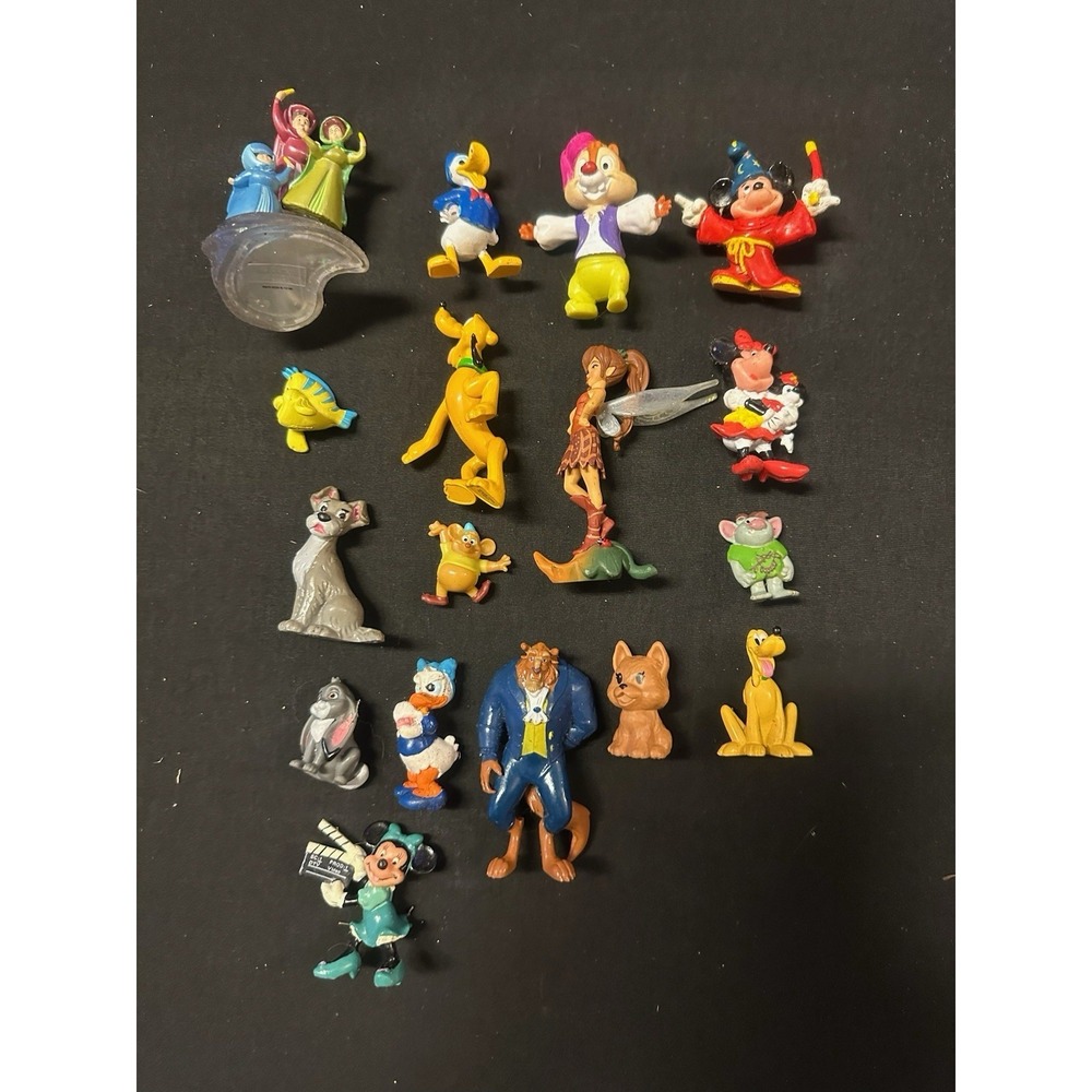 17pc Vintage Disney PVC Figure Toy Lot Mickey Minnie Donald Pluto Beast Flounder